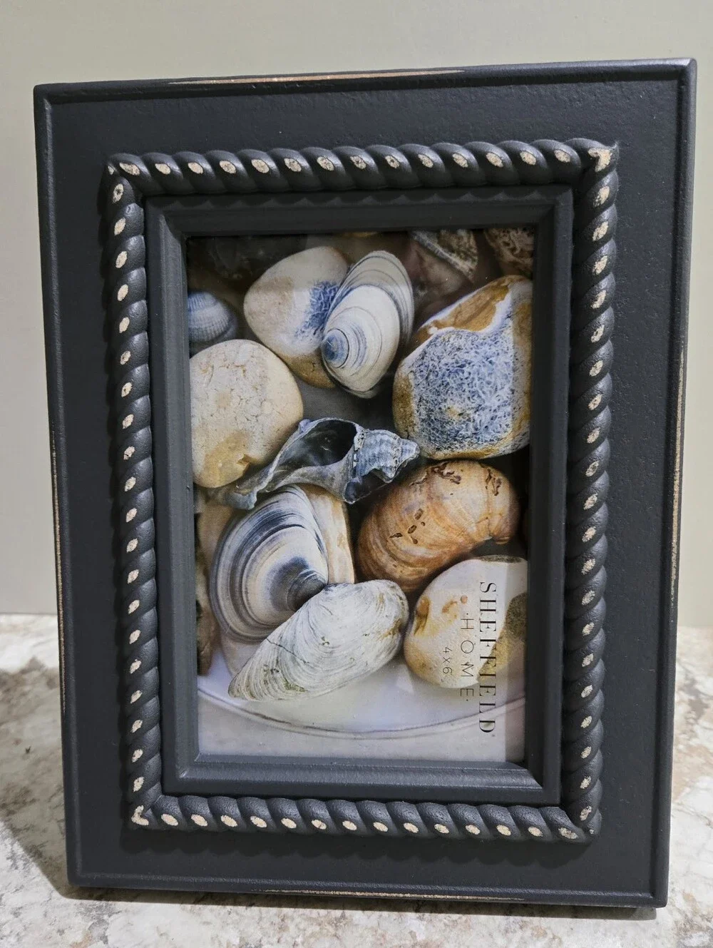 Sheffield Home Blue Decorative Wood Rope Frame
